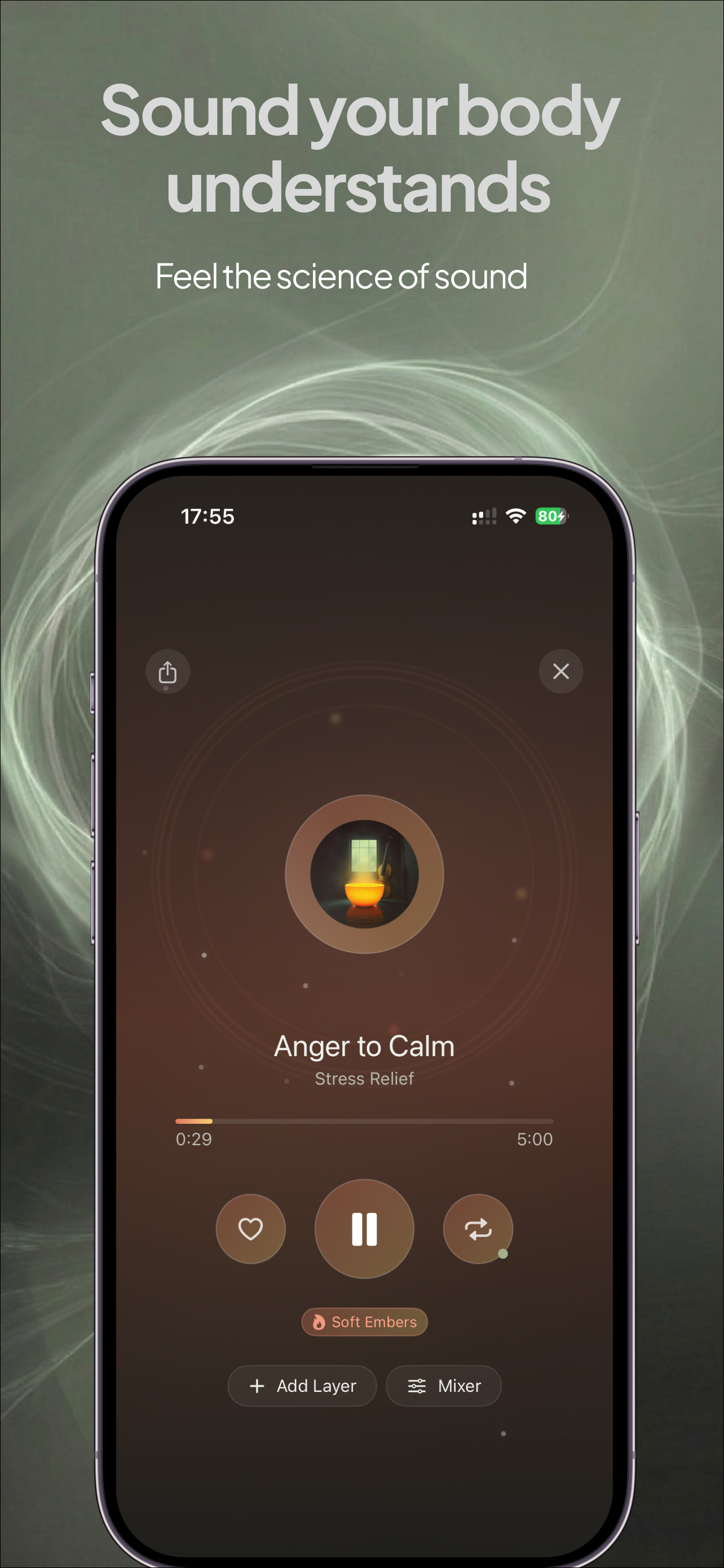Sounda session player with layered frequency controls